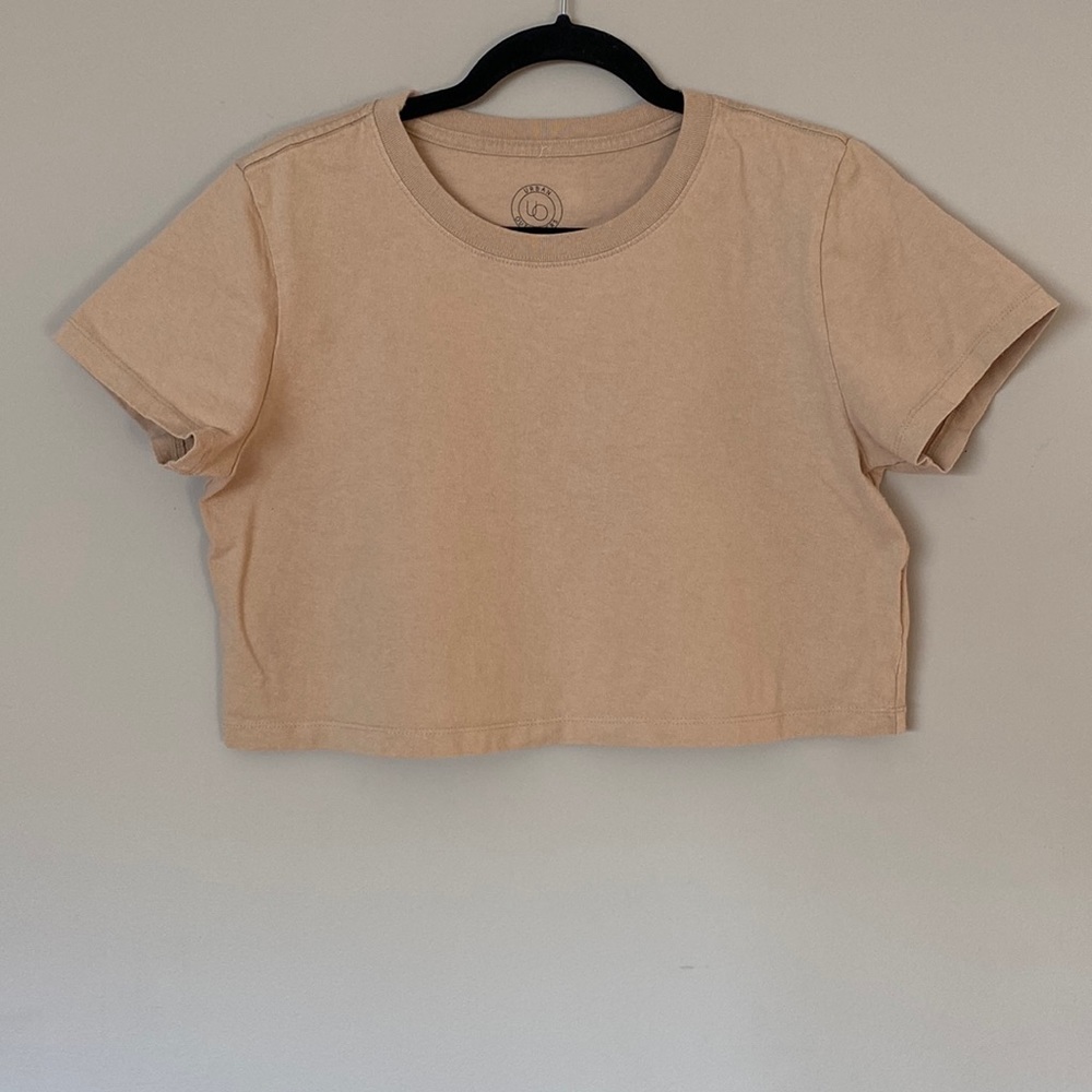 [M] Urban Outfitters Oversized Cropped Short Sleeve T-Shirt | Tan